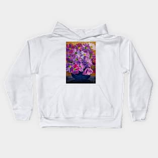 purple abstract flowers Kids Hoodie